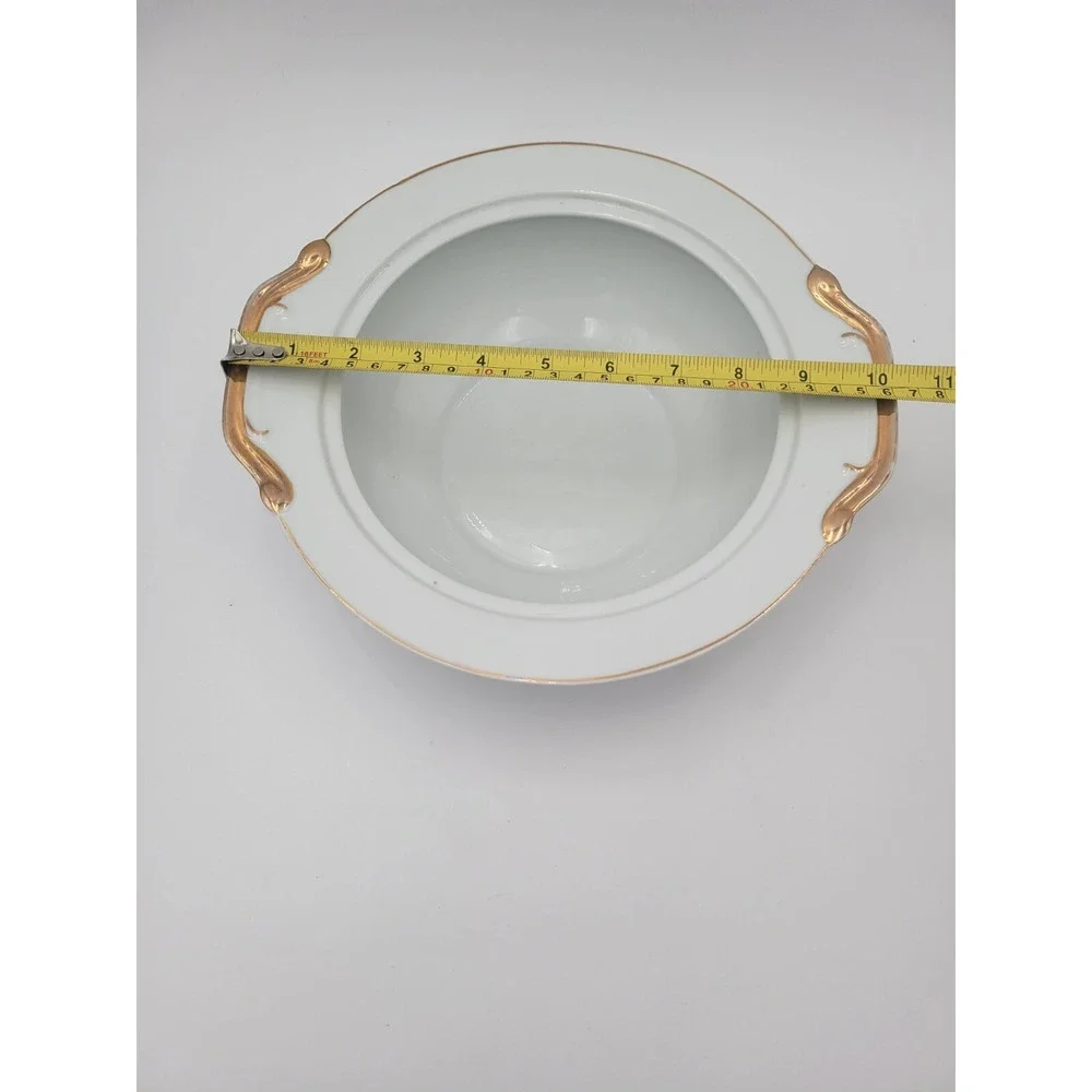 Kutani China Tureen Japan Bridge Textured pink trees KUT21‎ bowl lid AS-IS